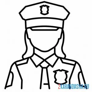 Распечатать раскраску полицейский женщина на А4