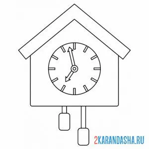 Раскраска часы домик настенные онлайн