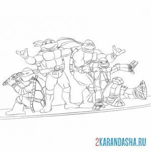 Раскраска серфингист черепашки-ниндзя онлайн