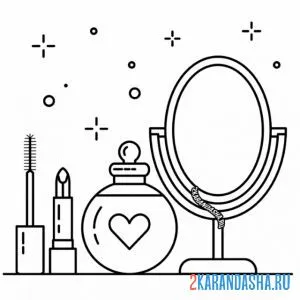 Раскраска декоративная косметика зеркало онлайн
