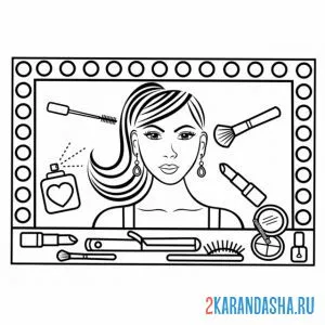 Раскраска макияжный стол онлайн
