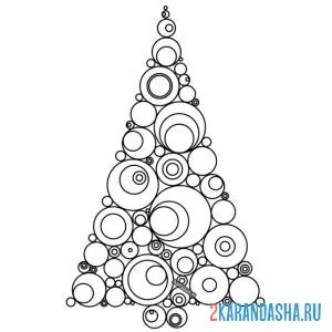 Раскраска нестандартная новогодняя елка онлайн