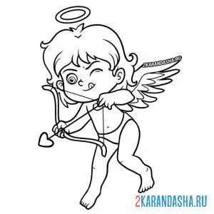 Раскраска ангел купидон стреляет онлайн