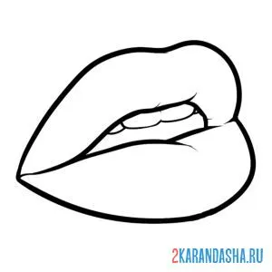 Раскраска приоткрытый рот с губами онлайн