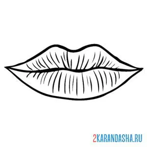 Раскраска простые губы онлайн