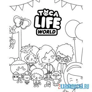 Раскраска toca boca life world вечеринка онлайн