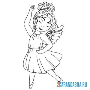 Раскраска ангел-балерина онлайн