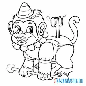 Распечатать раскраску заводная обезьянка на А4