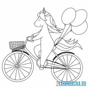 Раскраска единорог на велосипеде онлайн