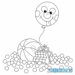 Раскраска мяч и воздушный шар онлайн