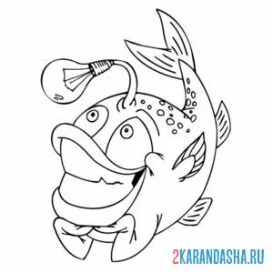 Раскраска рыба фонарь онлайн