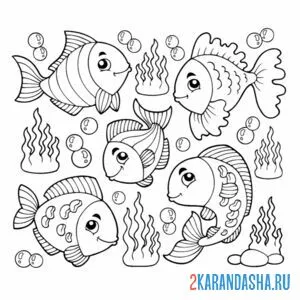 Раскраска красивые морские рыбки онлайн