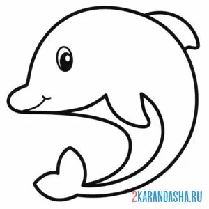 Раскраска маленький дельфин онлайн