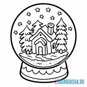 Раскраска рождественский шар с елками онлайн