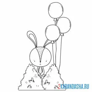Раскраска милашка с воздушными шариками онлайн