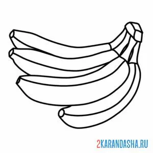 Раскраска банан 4 штуки онлайн