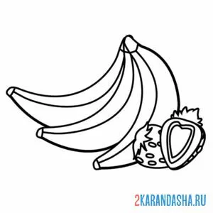 Раскраска банан, клубника онлайн
