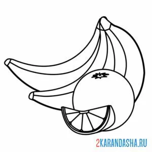 Раскраска банан, апельсик онлайн