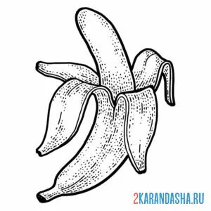 Распечатать раскраску банан нарисованный на А4