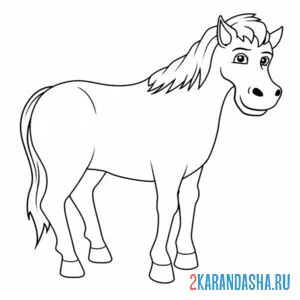 Распечатать раскраску фермерский конь на А4