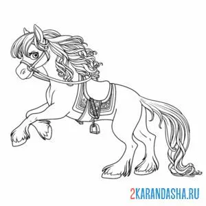 Распечатать раскраску лошадь скакун для принцессы на А4