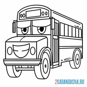Раскраска автобус с мордочкой онлайн