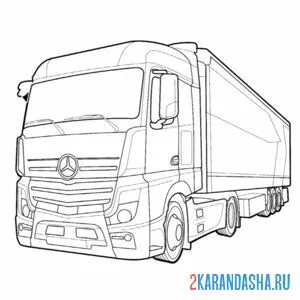 Распечатать раскраску грузовик mersedes-benz actros iv на А4