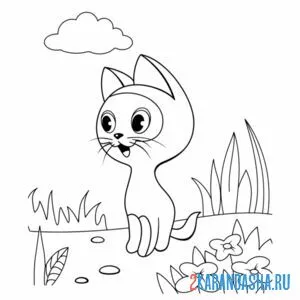 Раскраска котенок гав гуляет онлайн