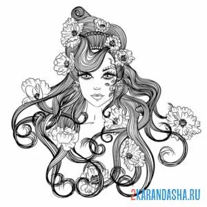 Раскраска волосы девушки арт-терапия онлайн