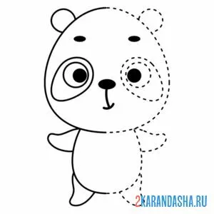 Раскраска панда обведи по линии онлайн