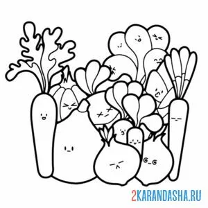 Раскраска лук с овощами онлайн