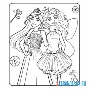 Раскраска барби феи принцессы онлайн
