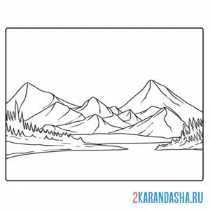Раскраска большие горы онлайн