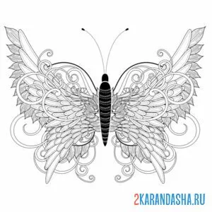 Раскраска ажурная бабочка арт онлайн