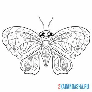 Раскраска бабочка с большими глазами онлайн