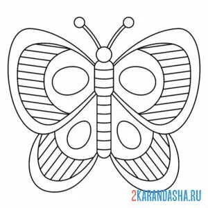 Раскраска простой рисунок бабочки онлайн