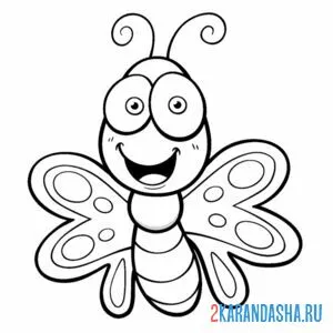 Раскраска счастливая бабочка онлайн