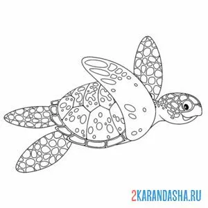 Раскраска водоплавающая черепаха онлайн