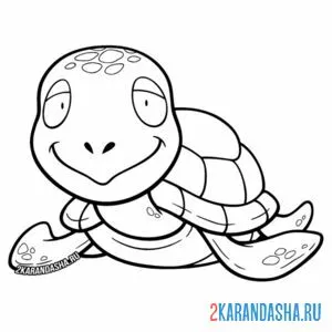 Раскраска спокойная черепаха онлайн