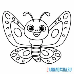 Раскраска смешная бабочка онлайн