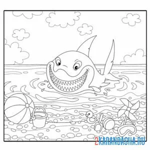 Раскраска акула дружелюбная онлайн