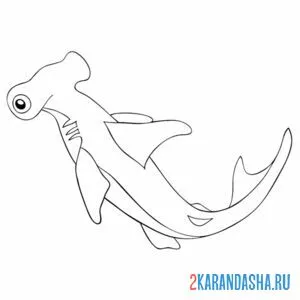 Раскраска голова молот акула онлайн