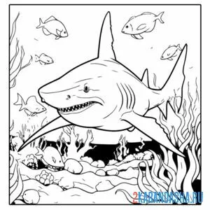 Раскраска злая акула онлайн