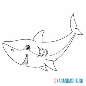 Раскраска акула молодая онлайн