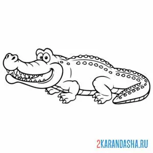 Раскраска крокодил сбоку онлайн
