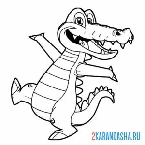 Раскраска веселый крокодил здоровается онлайн
