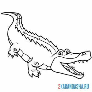Раскраска крокодил с открытой пастью онлайн