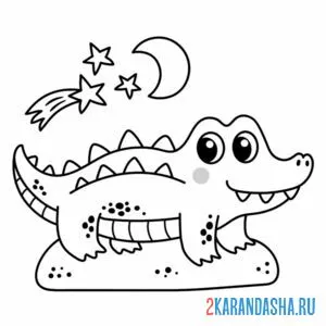Раскраска крокодил и луна онлайн