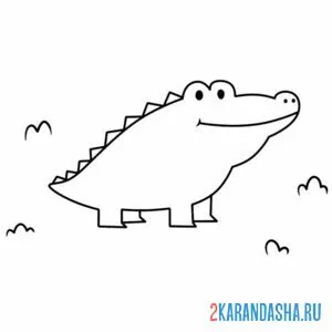 Раскраска простой крокодил онлайн