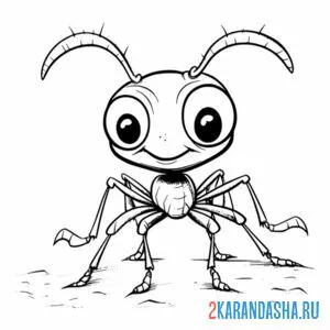 Раскраска муравей вид спереди онлайн